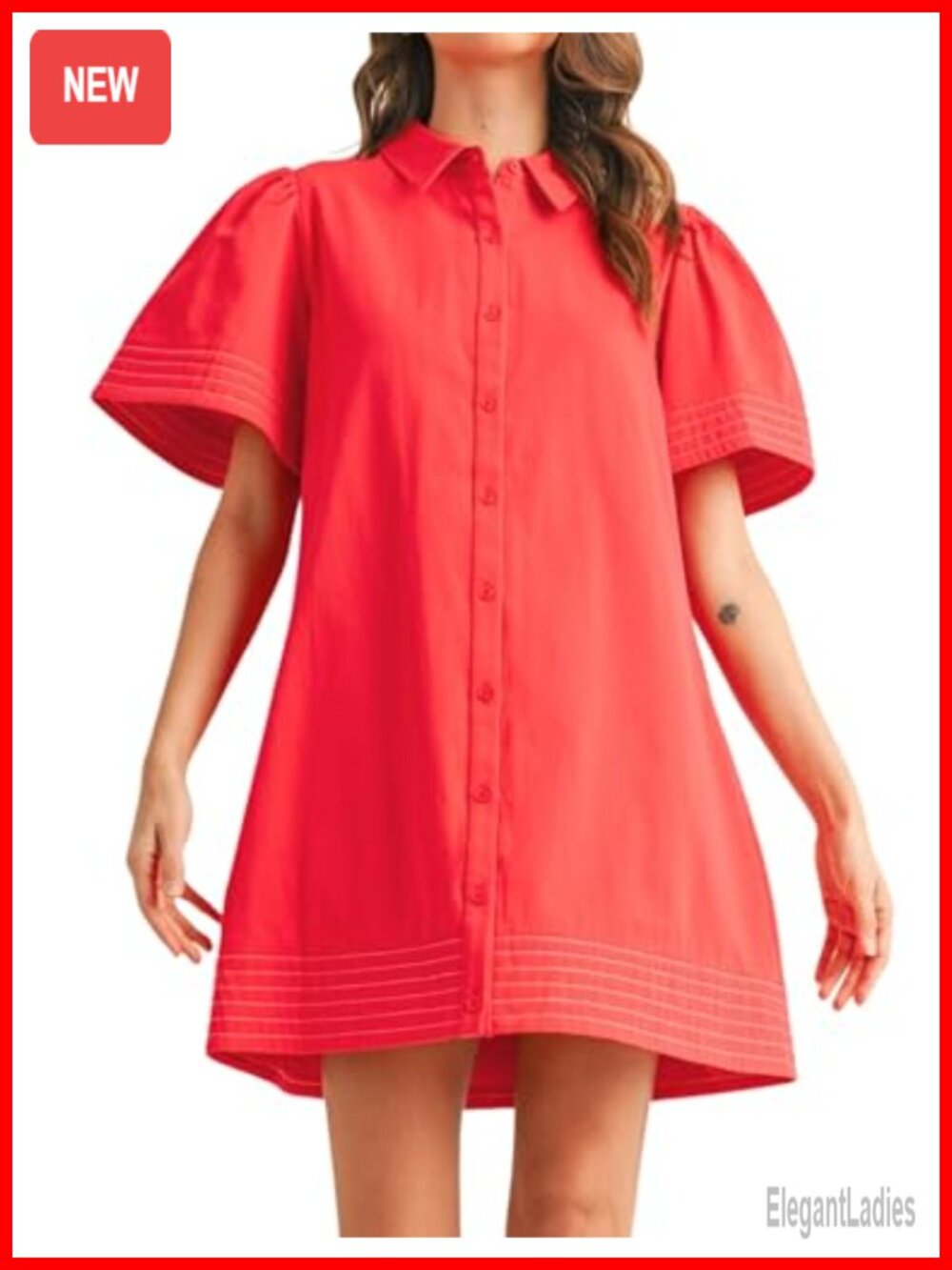 Women's Short Sleeve Button Down Shirt Dress with Pockets Casual Cotton Mini